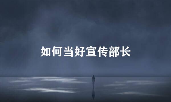 如何当好宣传部长