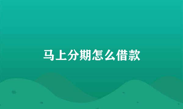马上分期怎么借款