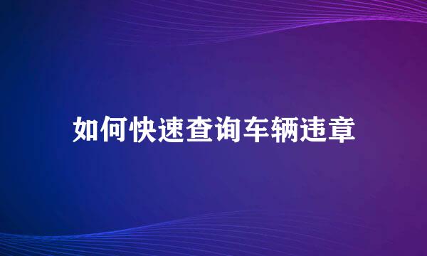 如何快速查询车辆违章