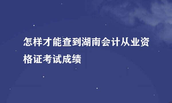 怎样才能查到湖南会计从业资格证考试成绩