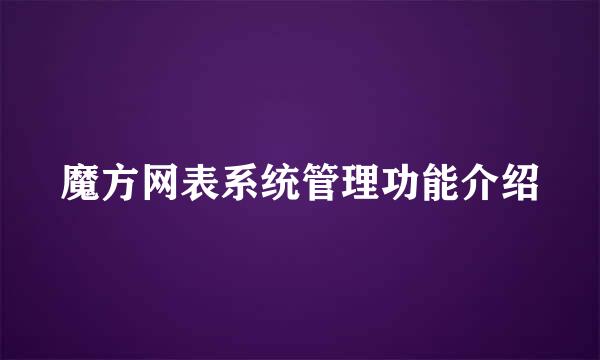 魔方网表系统管理功能介绍