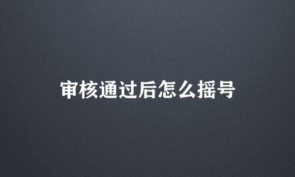 审核通过后怎么摇号