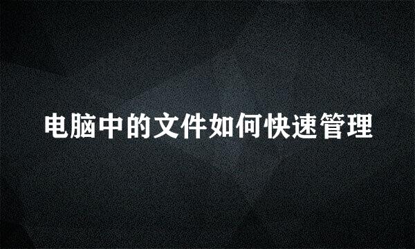 电脑中的文件如何快速管理