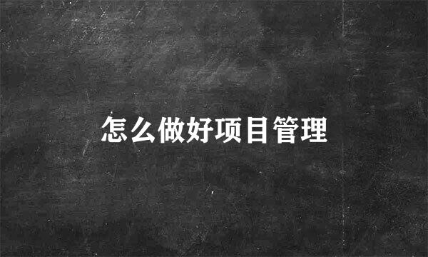 怎么做好项目管理