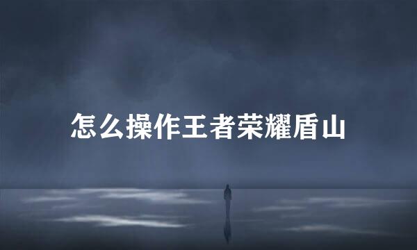怎么操作王者荣耀盾山