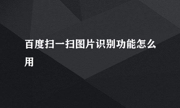 百度扫一扫图片识别功能怎么用