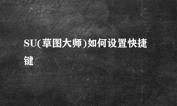 SU(草图大师)如何设置快捷键