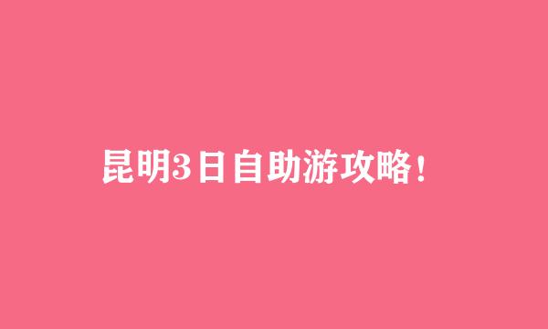 昆明3日自助游攻略！