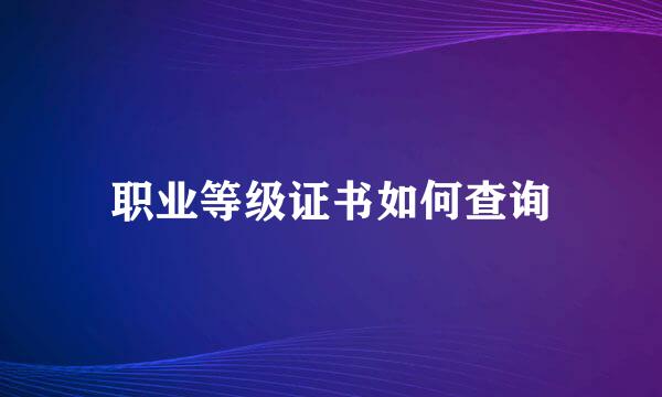 职业等级证书如何查询