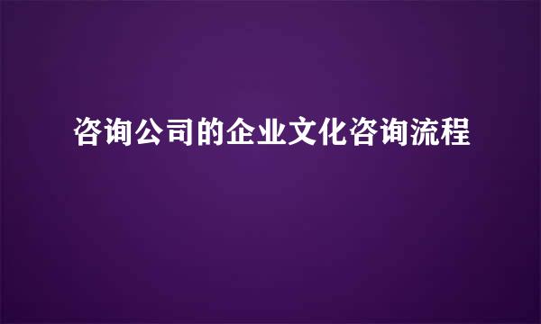 咨询公司的企业文化咨询流程
