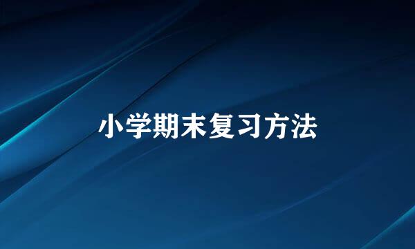 小学期末复习方法
