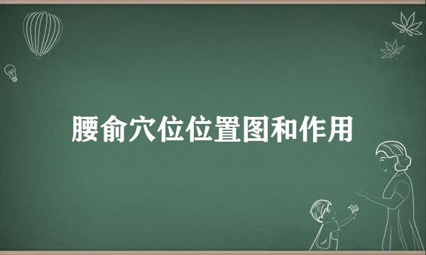 腰俞穴位位置图和作用