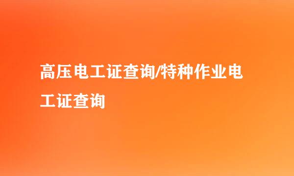 高压电工证查询/特种作业电工证查询