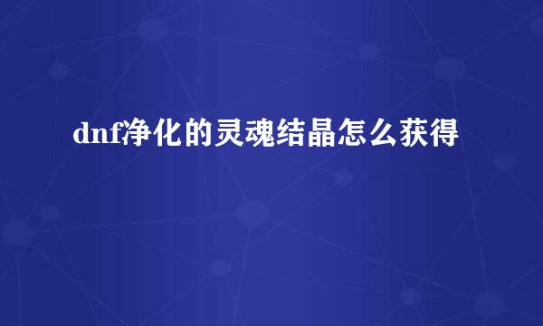 dnf净化的灵魂结晶怎么获得