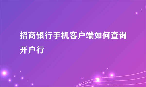 招商银行手机客户端如何查询开户行