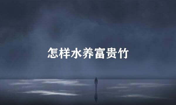 怎样水养富贵竹
