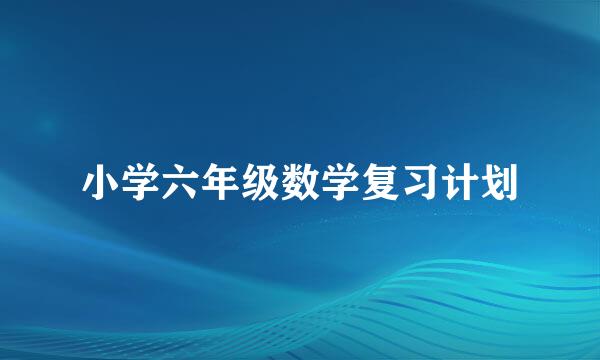 小学六年级数学复习计划