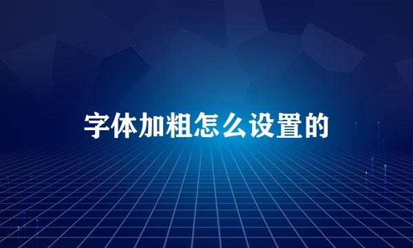 字体加粗怎么设置的