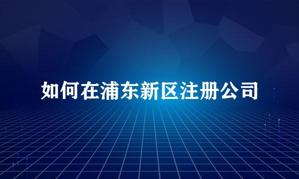 如何在浦东新区注册公司