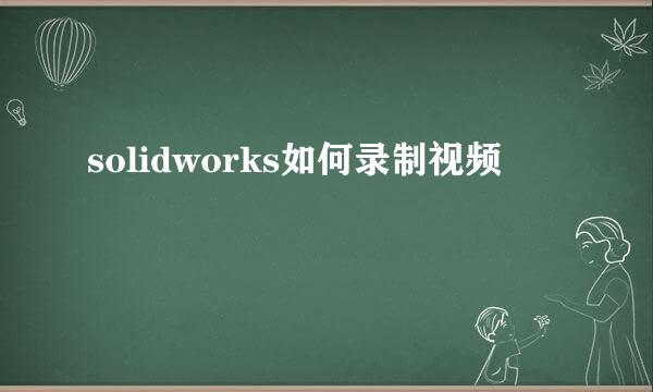 solidworks如何录制视频