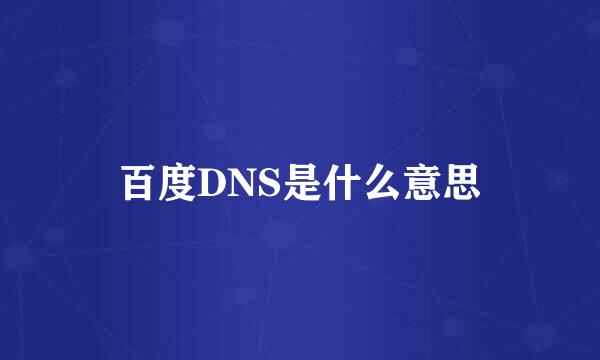 百度DNS是什么意思