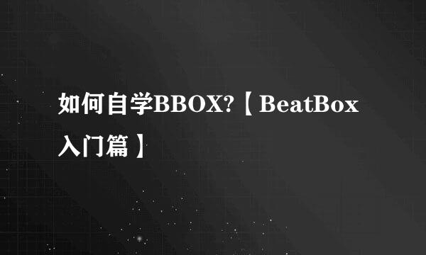 如何自学BBOX?【BeatBox入门篇】