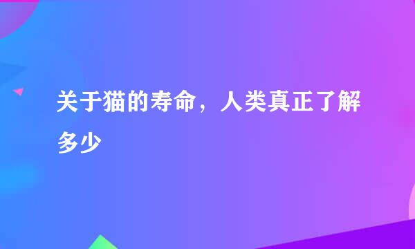关于猫的寿命，人类真正了解多少