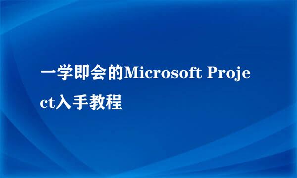 一学即会的Microsoft Project入手教程