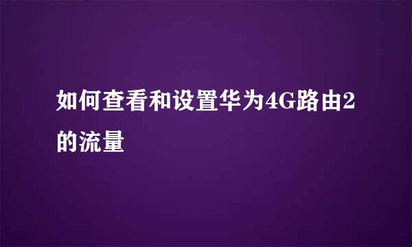如何查看和设置华为4G路由2的流量