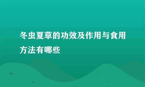 冬虫夏草的功效及作用与食用方法有哪些