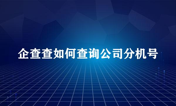 企查查如何查询公司分机号