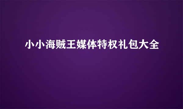 小小海贼王媒体特权礼包大全