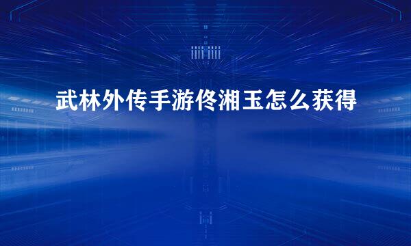 武林外传手游佟湘玉怎么获得