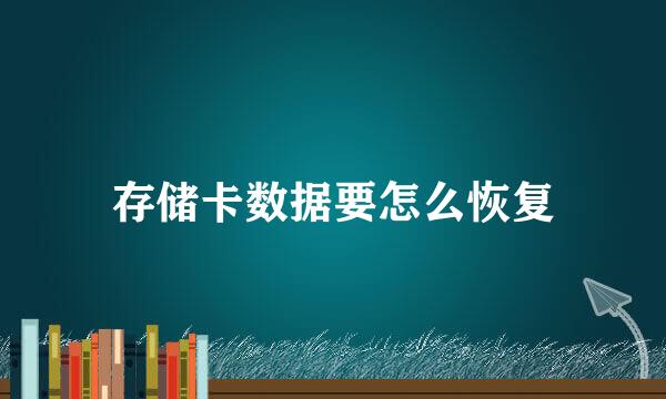 存储卡数据要怎么恢复