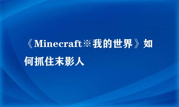 《Minecraft※我的世界》如何抓住末影人