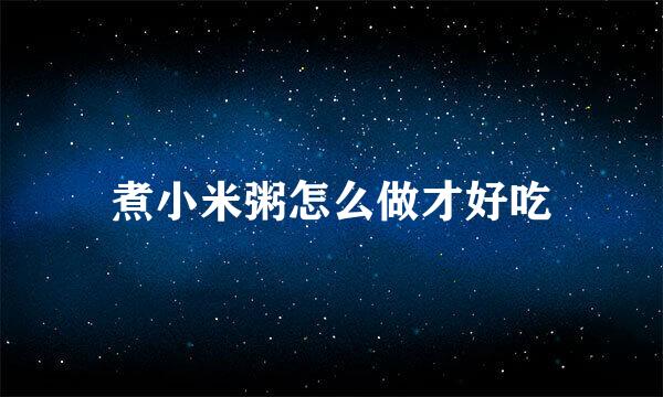 煮小米粥怎么做才好吃