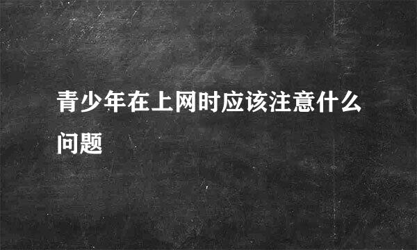 青少年在上网时应该注意什么问题