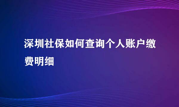 深圳社保如何查询个人账户缴费明细