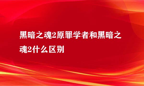 黑暗之魂2原罪学者和黑暗之魂2什么区别