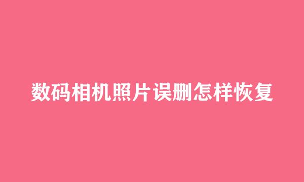 数码相机照片误删怎样恢复