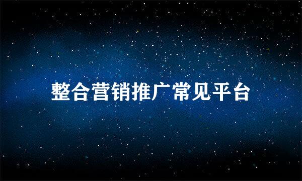 整合营销推广常见平台