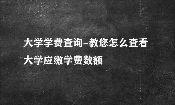 大学学费查询-教您怎么查看大学应缴学费数额