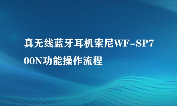 真无线蓝牙耳机索尼WF-SP700N功能操作流程