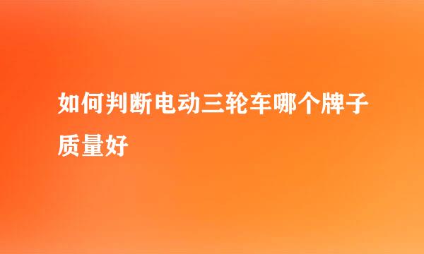 如何判断电动三轮车哪个牌子质量好
