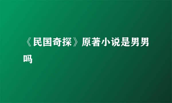 《民国奇探》原著小说是男男吗