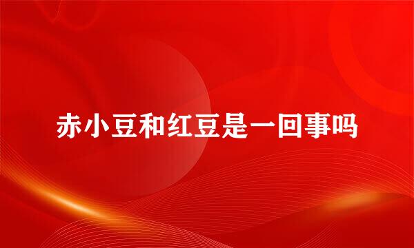 赤小豆和红豆是一回事吗