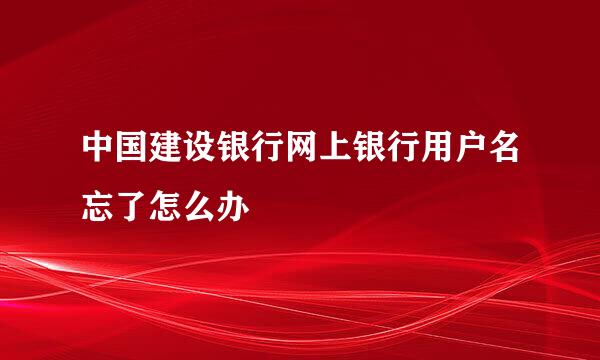 中国建设银行网上银行用户名忘了怎么办