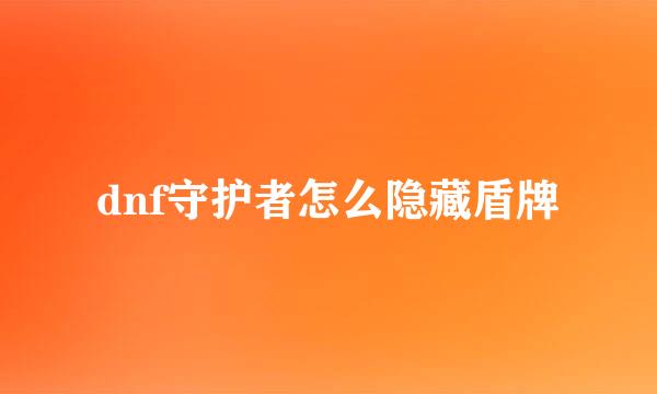 dnf守护者怎么隐藏盾牌