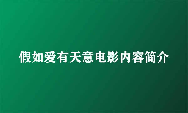 假如爱有天意电影内容简介