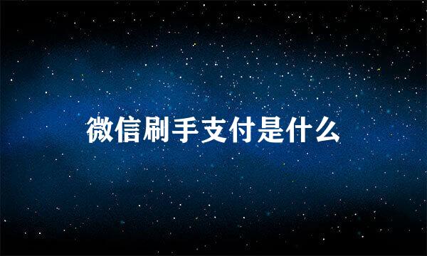 微信刷手支付是什么